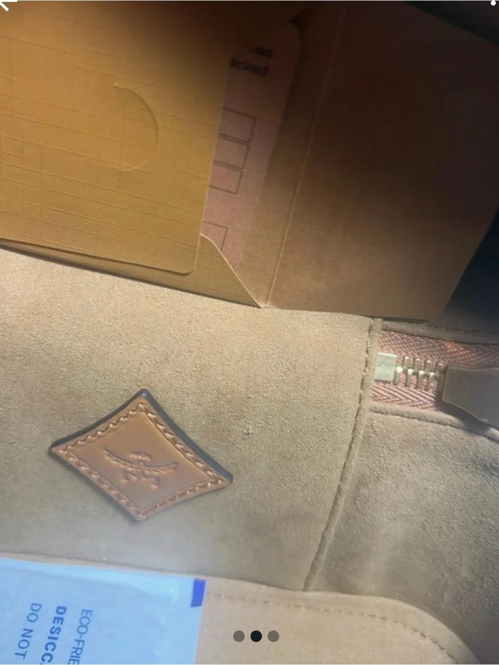MCM Cognac Coated Canvas Vanity Case with Top Handle